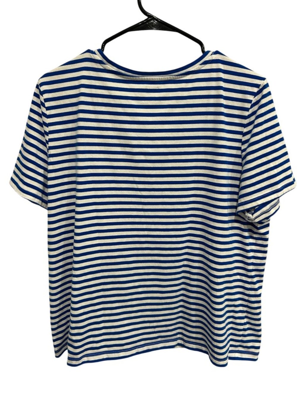 Coral Bay XL Blue White Striped Embellished Scoop Neck Tee Boho Chic Soft Girl - Picture 2 of 11